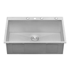 Ruvati 33"x22" Drop-in Topmount 16 Gauge Zero Radius SS Kitchen Sink Sgl Bowl RVH8001